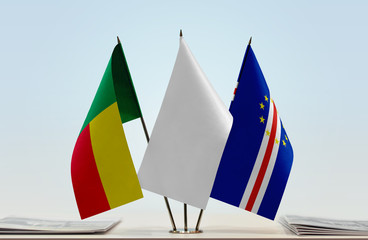 Flags of Benin and Cape Verde with a white flag in the middle