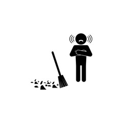 man with a broom icon. Illustration of psychological disorder of people icon. Premium quality graphic design. Signs and symbols icon for websites, web design, mobile app