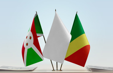 Flags of Burundi and Republic of the Congo with a white flag in the middle