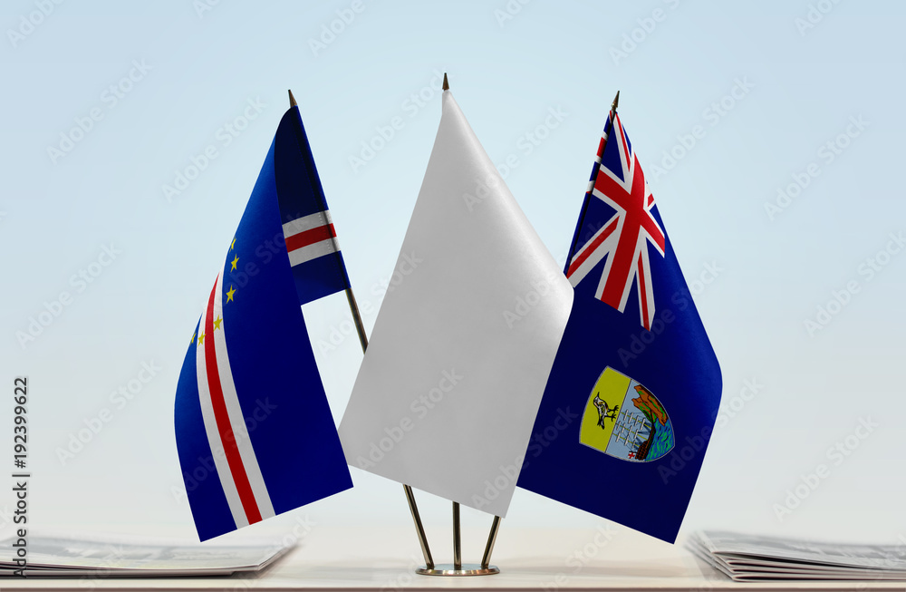 Wall mural flags of cape verde and saint helena with a white flag in the middle