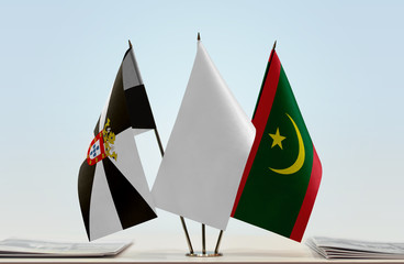 Flags of Ceuta and Mauritania with a white flag in the middle