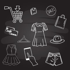 Shopping logo on blackboard