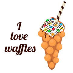 Hong Kong Wafers with chocolate syrup