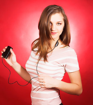 beautiful girl Listening to Music