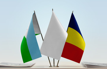 Flags of Djibouti and Chad with a white flag in the middle