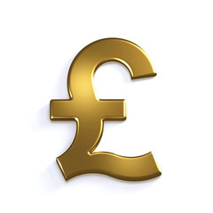Gold Pound Symbol. 3D Render Illustration