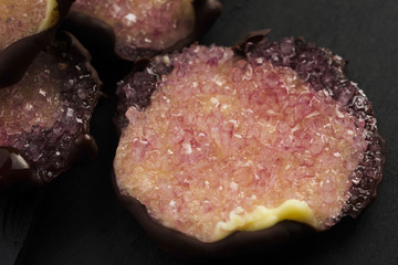 Edible Sugar Crystals on black background