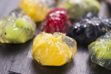 Jello dessert with fruits