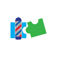 Barber Puzzle Logo Icon Design
