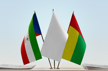 Flags of Equatorial Guinea and Guinea-Bissau with a white flag in the middle