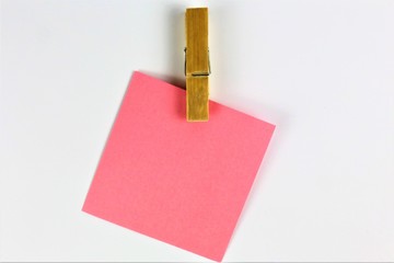 An concept Image of a note with a clothespin with copy space
