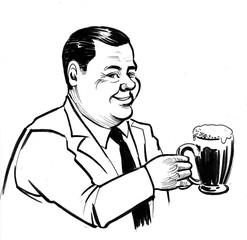 Man holding a mug of beer