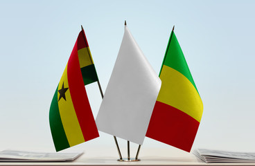 Flags of Ghana and Mali with a white flag in the middle
