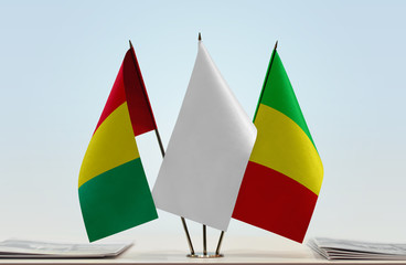 Flags of Guinea and Mali with a white flag in the middle