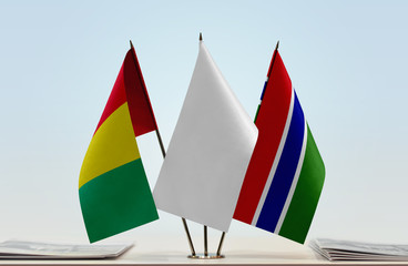 Flags of Guinea and The Gambia with a white flag in the middle
