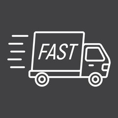 Fast shipping line icon, delivery truck,