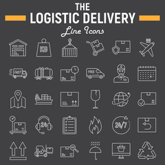 Logistic thin line icon set, Delivery symbols