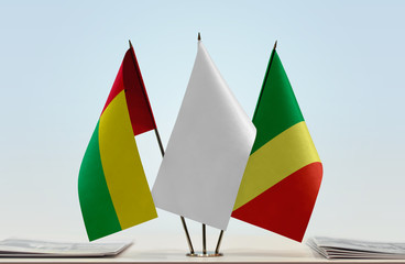 Flags of Guinea-Bissau and Republic of the Congo with a white flag in the middle