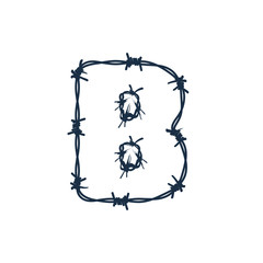 B Barbed Wire Letter Logo Icon Design