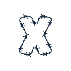 X Barbed Wire Letter Logo Icon Design