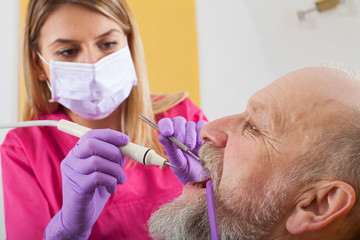 Elderly patient on dental treatment