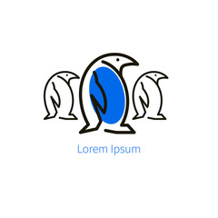 Linear three penguin icon