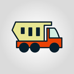 Construction truck isolated flat vector icon 