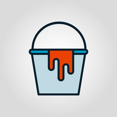 Linear isolated pail or bucket flat vector icon
