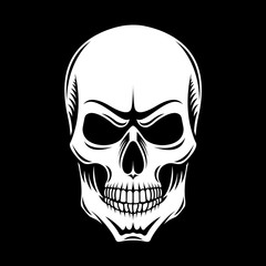 White skull on a black background