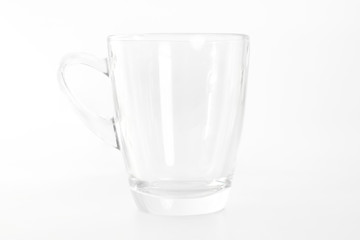 Glass cup with handle, which is very stable to catch.