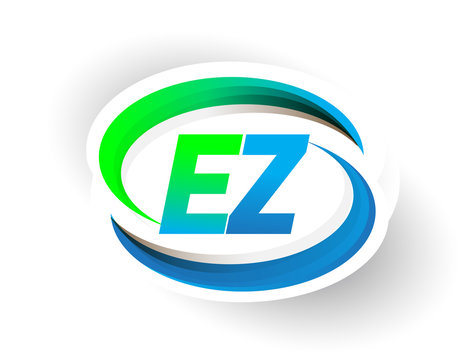initial letter EZ logotype company name colored blue and green swoosh design, modern logo concept. vector logo for business and company identity.
