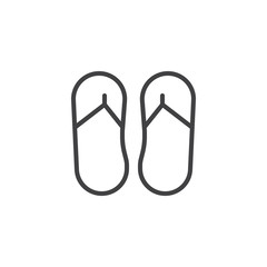 Flip flops outline icon. linear style sign for mobile concept and web design. Summer slippers foot wear simple line vector icon. Symbol, logo illustration. Pixel perfect vector graphics