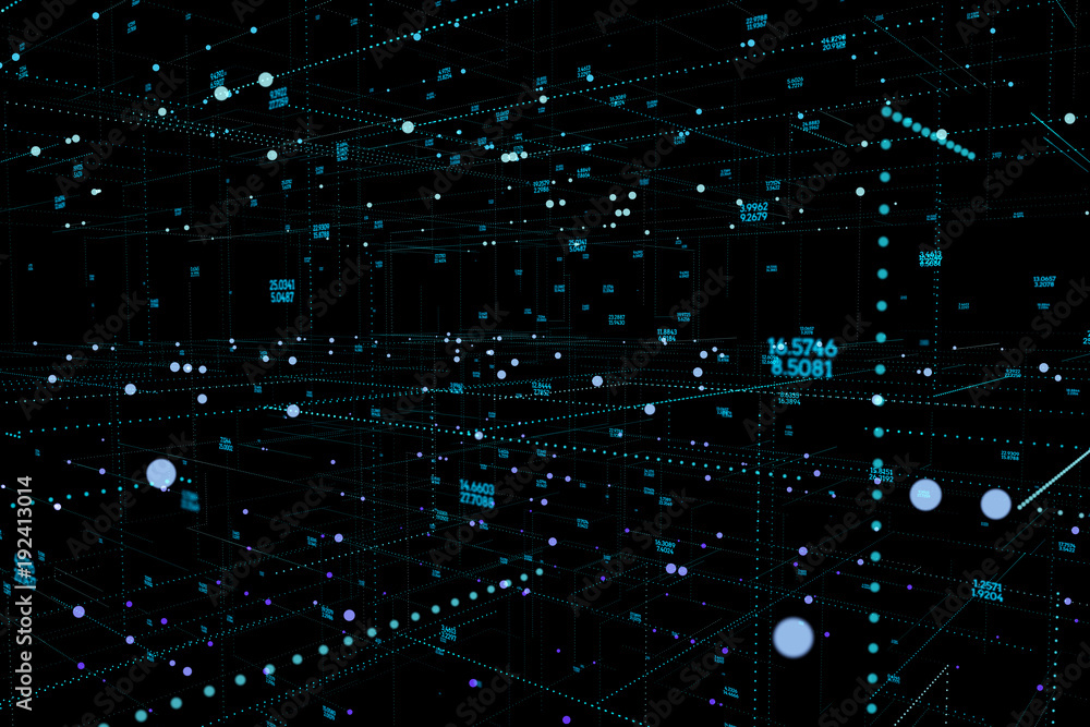 Poster point flow pattern. data technology abstract futuristic. 3d illustration