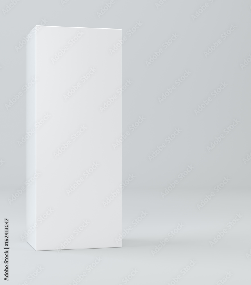 Poster white realistic rectangle box package mockup with shadow for your design. blank rectangular containe
