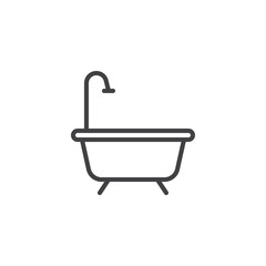 Bathtub outline icon. linear style sign for mobile concept and web design. Shower simple line vector icon. Symbol, logo illustration. Pixel perfect vector graphics