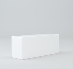 White empty box on gray background. Template for your content. 3d illustration