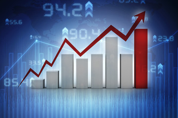 3d rendering Stock market online business concept. business Graph 
