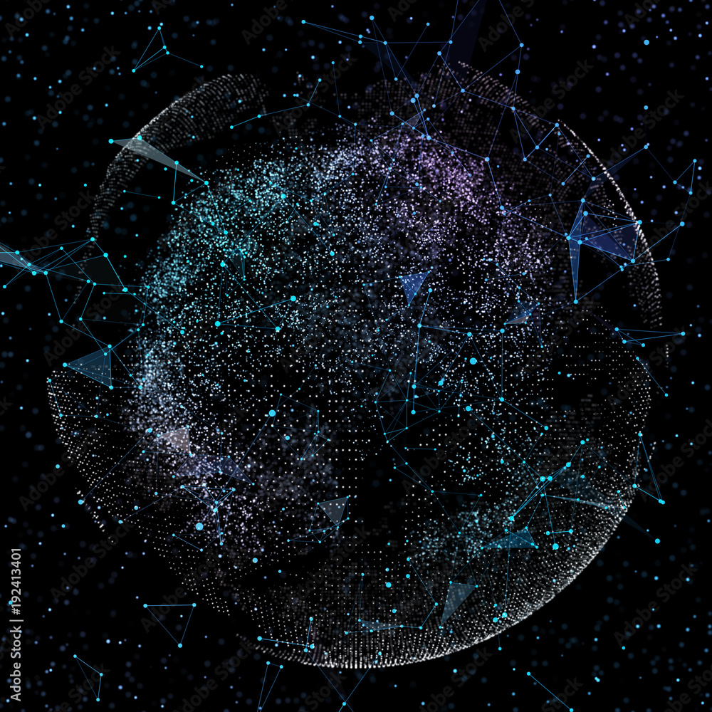 Poster communication of people in a social network without boundaries. connection lines around earth globe.