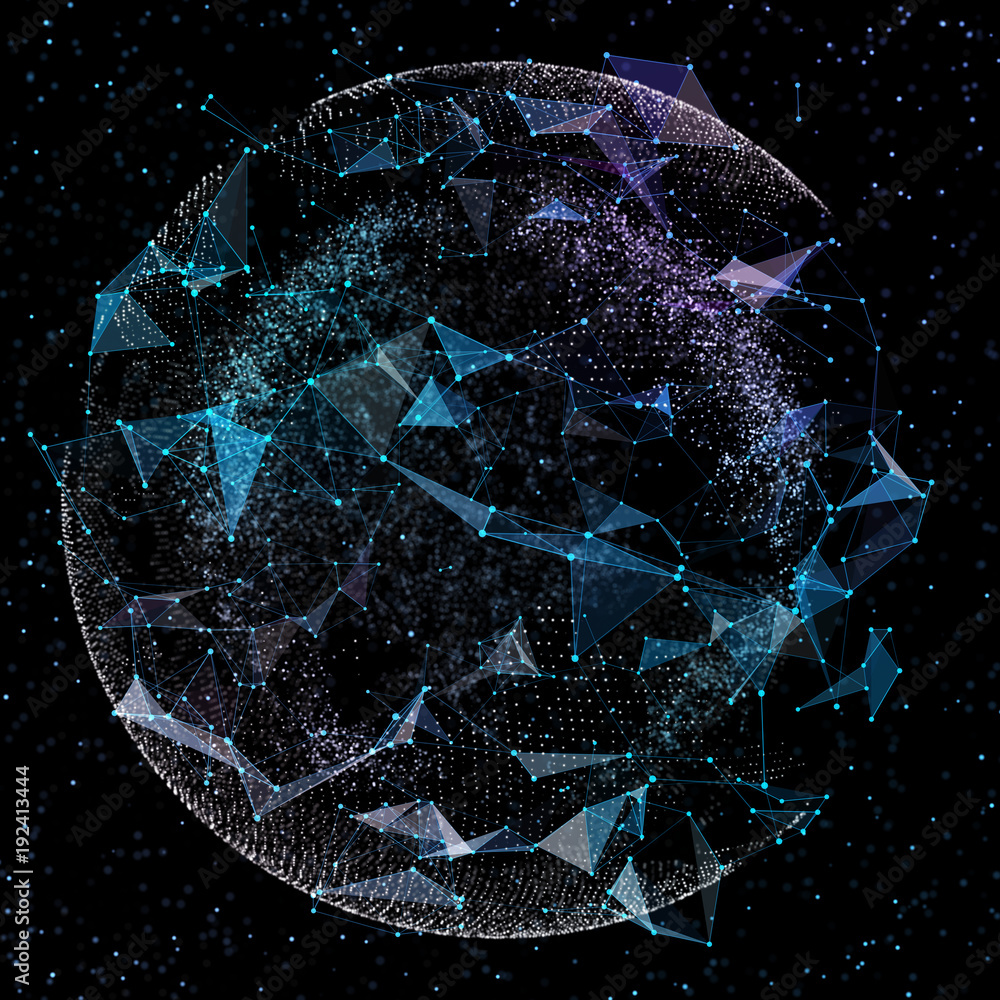 Aufkleber communication of people in a social network without boundaries. connection lines around earth globe.