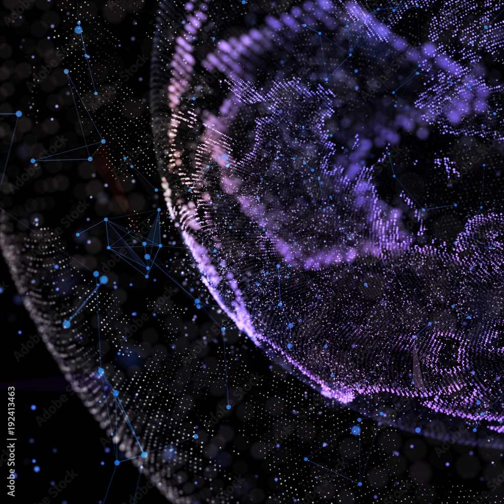 Aufkleber communication of people in a social network without boundaries. connection lines around earth globe.