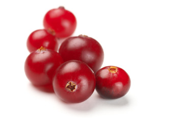 Cranberries close-up on white