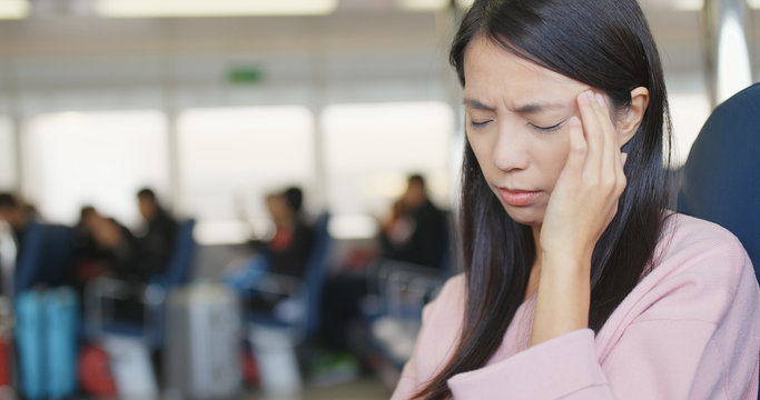 Woman suffer from sea sick on ferry