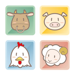 牛豚鳥鶏羊・動物肉アイコン
