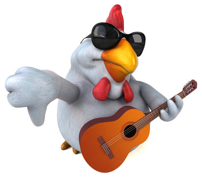 Fun chicken - 3D Illustration