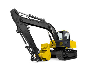 Yellow Excavator Isolated