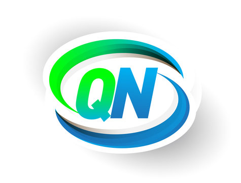 initial letter QN logotype company name colored blue and green swoosh design, modern logo concept. vector logo for business and company identity.