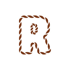R Navy Rope Letter Logo Icon Design