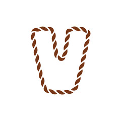 V Navy Rope Letter Logo Icon Design
