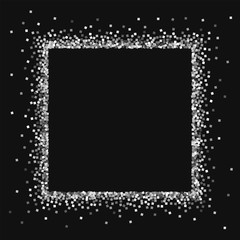 Silver glitter. Square abstract border with silver glitter on black background. Exquisite Vector illustration.