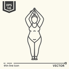 Thin line icon series- Yoga for plump
